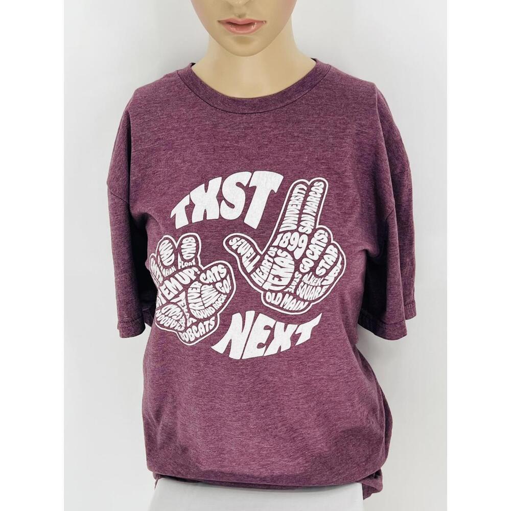 Vintage Graphic Print T-Shirt Medium Maroon Cotton Relaxed‎ Fit